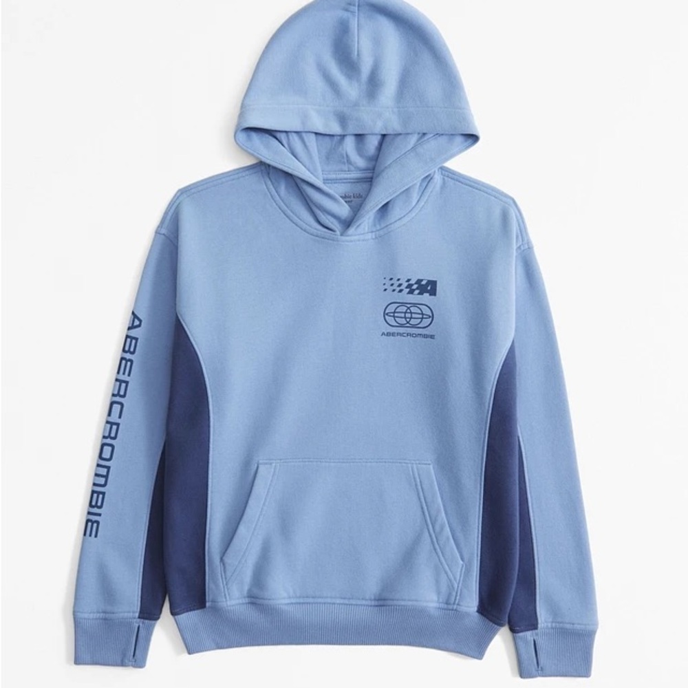 Sz 13-14 unisex Abercrombie & Fitch Two-Tone Blue Hoodie youth or adult New
